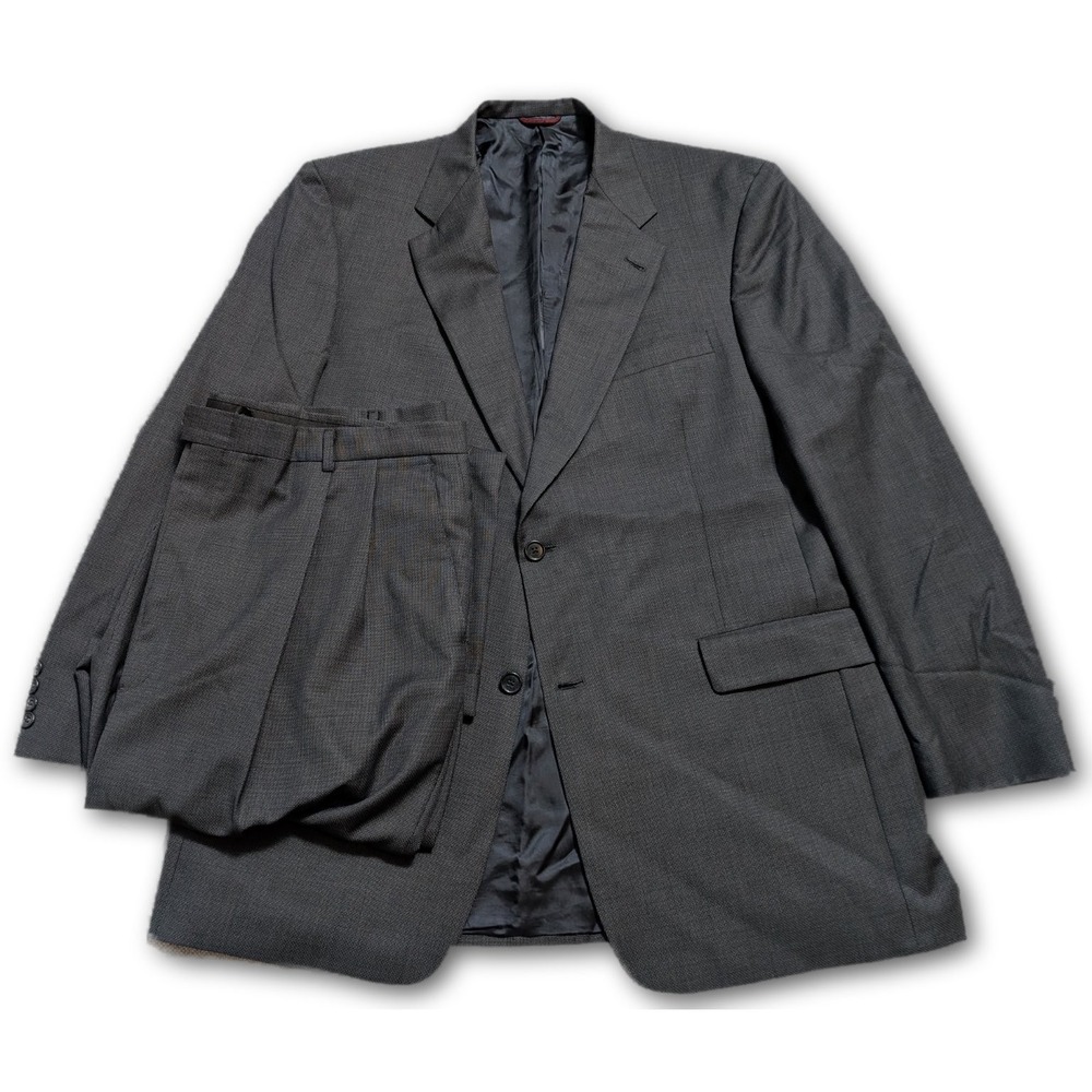Hart Schaffner Marx Mens 2 Piece Suit Gray 46L 40x30 Union USA Made Wool Regular - Picture 1 of 16